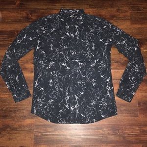 Black Marble Print Button Down Shirt Medium NWOT